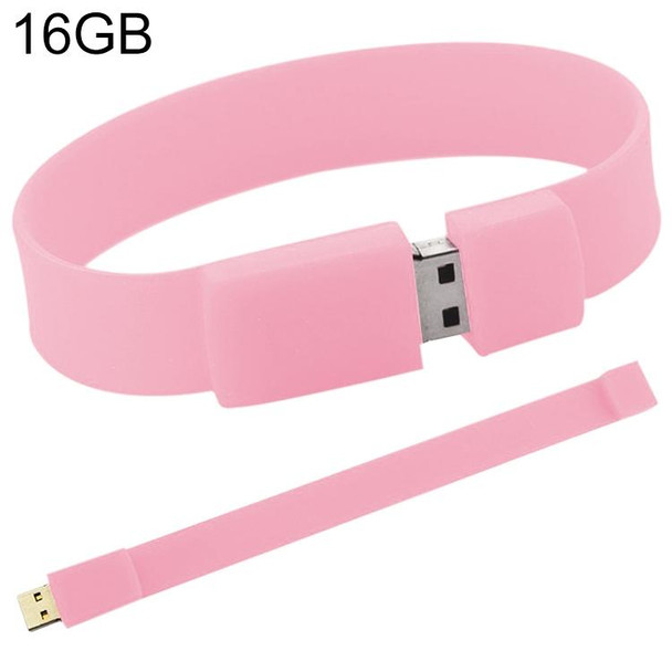 16GB Silicon Bracelets USB 2.0 Flash Disk(Pink)