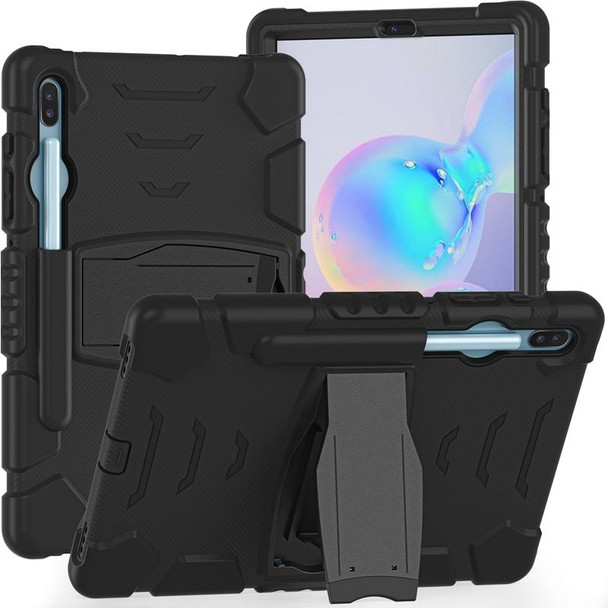 Samsung Galaxy Tab S6 T860 3-Layer Protection Screen Frame + PC + Silicone Shockproof Combination Case with Holder(Black+Black)