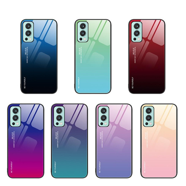 OnePlus Nord 2 5G Gradient Color Glass Case(Yellow to Pink)