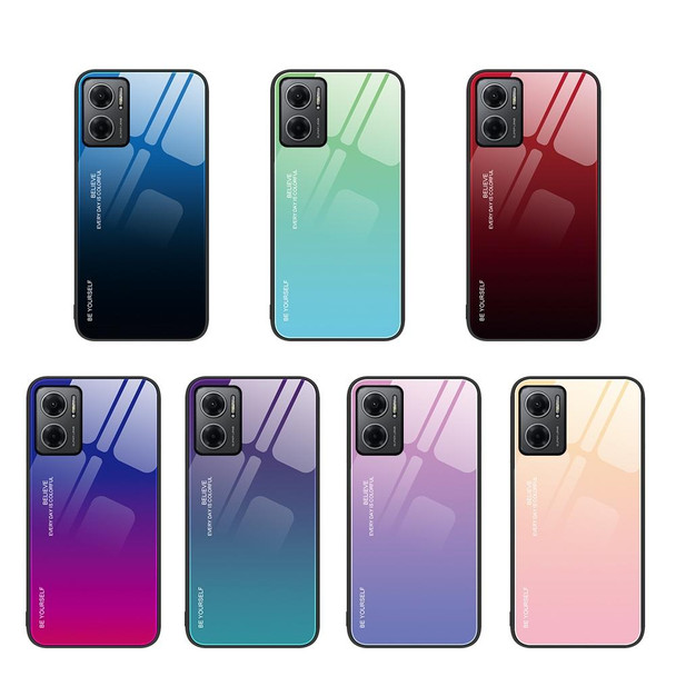 Xiaomi Redmi Note 11E Gradient Color Glass Case(Purple to Red)