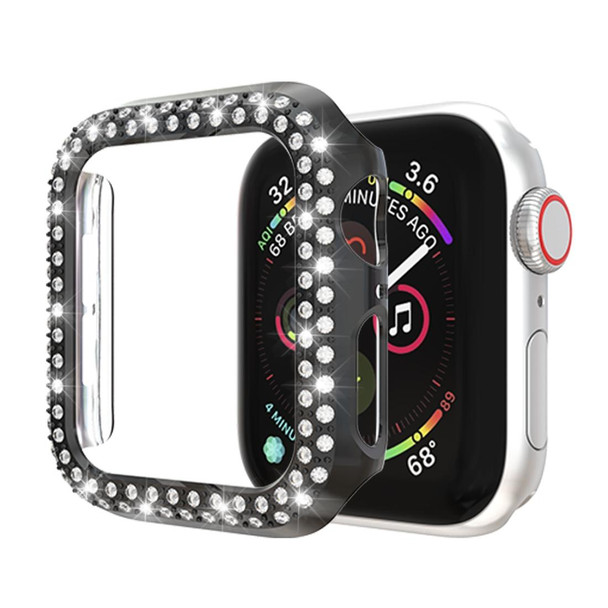 Apple Watch Series 5 & 4 44mm Double Row Diamonds PC Protective Case(Black)