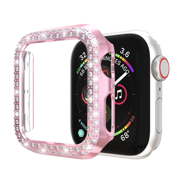 Apple Watch Series 5 & 4 40mm Double Row Diamonds PC Protective Case(Pink)