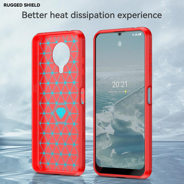 Nokia G20 Brushed Texture Carbon Fiber TPU Phone Case(Red)