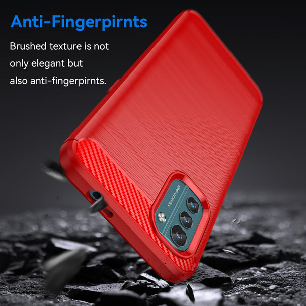 Nokia G11 Brushed Texture Carbon Fiber TPU Phone Case(Red)