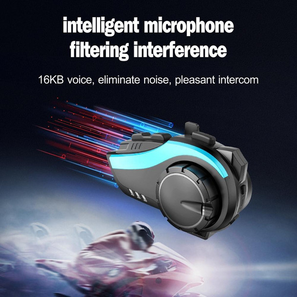 Hysnox HY-02 Bluetooth 5.0 Motorcycle Helmet Headset 2000M 6 Riders Intercom Headset (Blue)