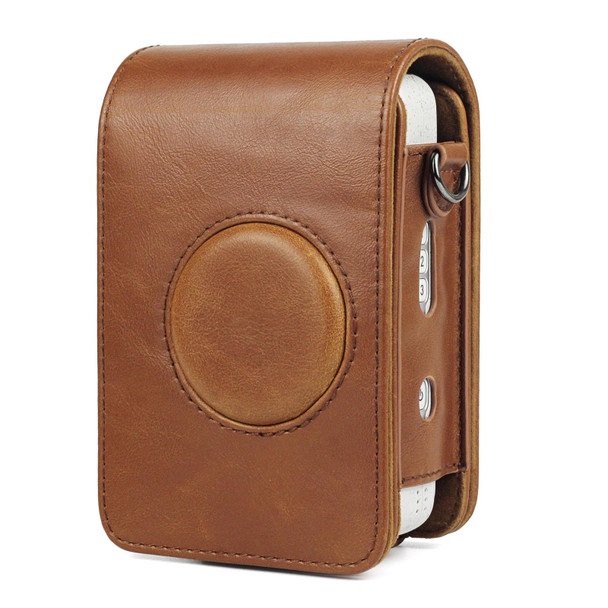 Full Body Camera Retro PU Leather Case Bag with Strap for FUJIFILM instax mini Liplay (Brown)