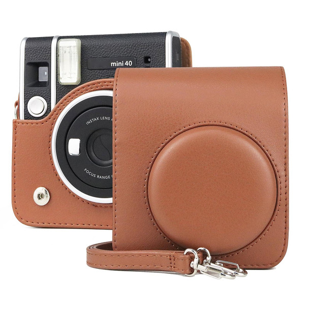 Full Body Camera Retro PU Leather Case Bag with Strap for FUJIFILM instax mini 40 (Brown)