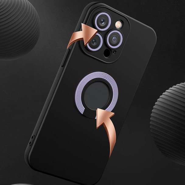 Contrast Color TPU Holder Phone Case - iPhone 12(Black+Purple)