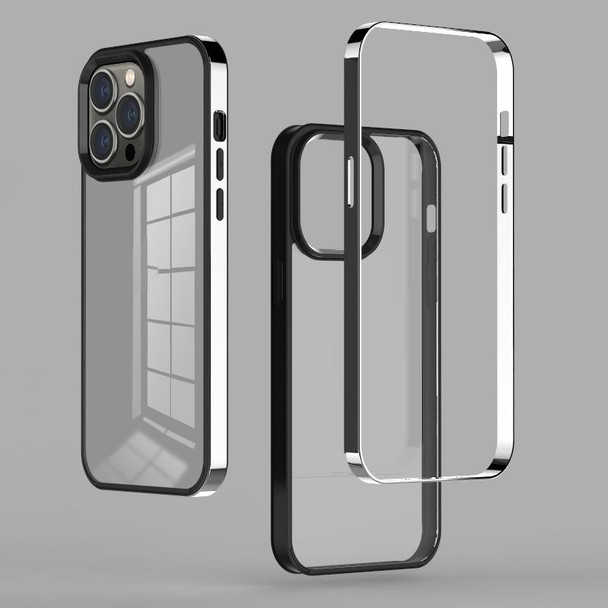 3 in 1 Electroplated Frame Phantom Phone Case - iPhone 13 Pro(Silver)