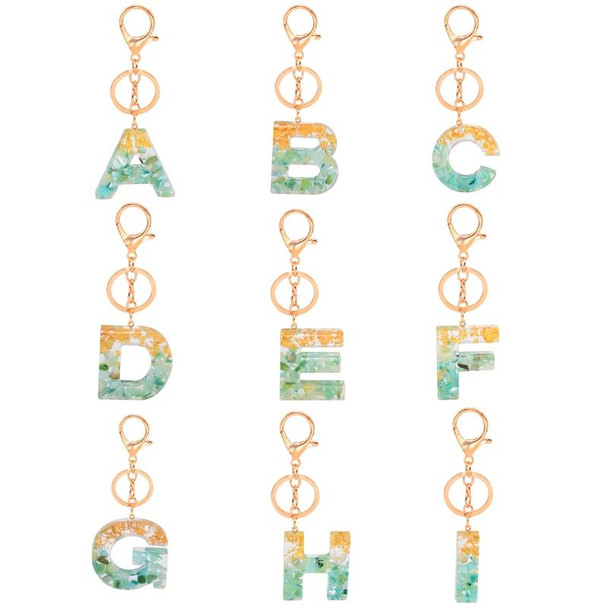 2 PCS Gold Foil Epoxy English Letter Keychain Bag Pendant(A)