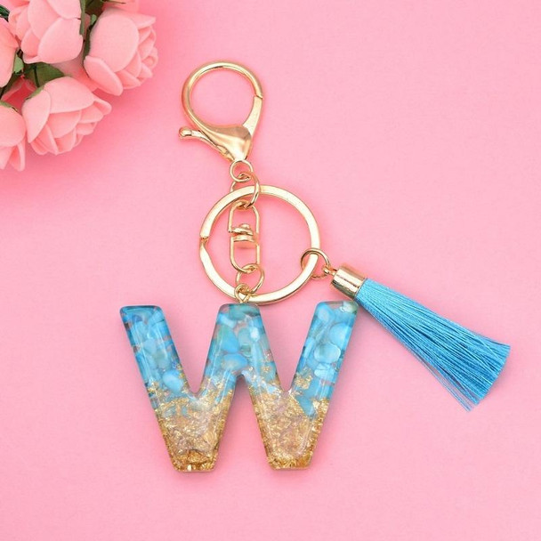 2 PCS English Alphabet Epoxy Tassel Keychain Bag Pendant(W)