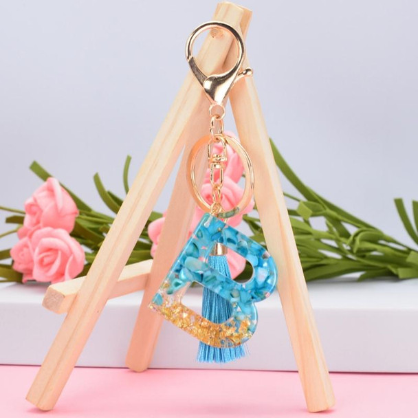 2 PCS English Alphabet Epoxy Tassel Keychain Bag Pendant(U)