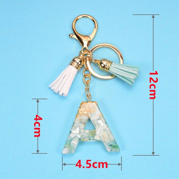 2 PCS Gold Foil English Letter Tassel Keychain Bag Decoration Pendant(P)