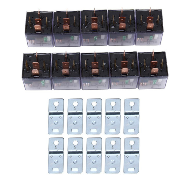 10 PCS JD-1914 80 AMP 12V Waterproof Car Auto Five Plugs Relay with Warning Light