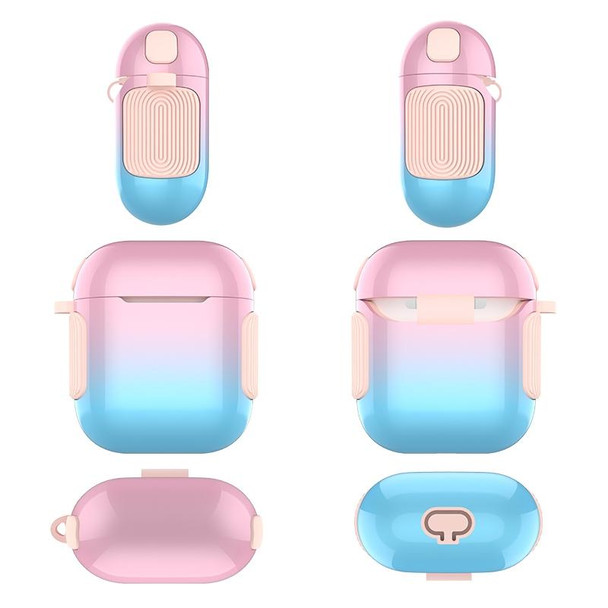 2 in 1 Varnish Colorful PC + TPU Earphone Case - AirPods 2 / 1(Pink+Blue Gradient)