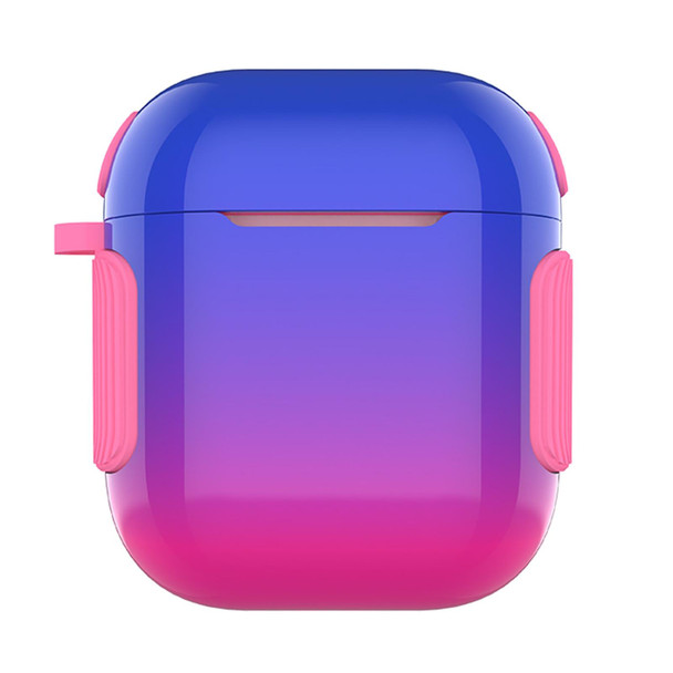 2 in 1 Varnish Colorful PC + TPU Earphone Case - AirPods 2 / 1(Blue+Rose Red Gradient)