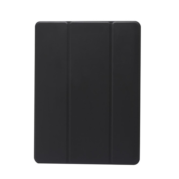 iPad Air (2019)/Pro 10.5 (2017) 3-folding Electric Pressed Skin Texture Horizontal Flip Shockproof Transparent TPU + PU Leather Case with Holder & Pen Slot & Sleep / Wake-up Function(Black)