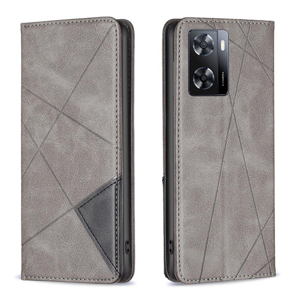 OPPO A57 4G Prismatic Invisible Magnetic Leather Phone Case(Grey)