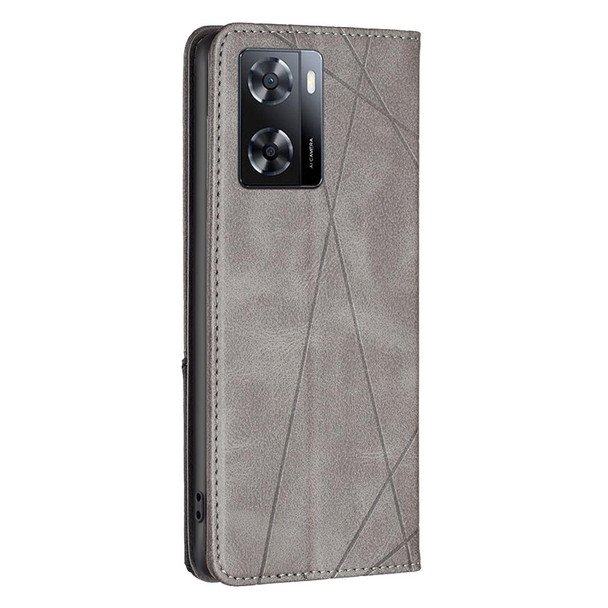 OPPO A57 4G Prismatic Invisible Magnetic Leather Phone Case(Grey)