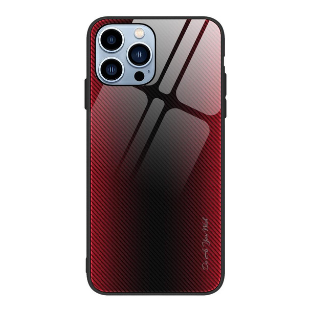 Texture Gradient Glass TPU Phone Case - iPhone 14 Pro(Red)