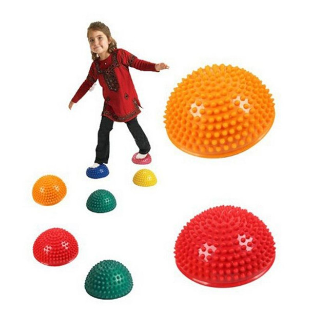 Hemisphere Balance Stepping Stones Durian Spiky Massage Ball Sensory Integration Indoor Outdoor Games Toys for Kids Children(Red)
