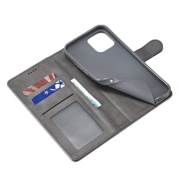 LC.IMEEKE Calf Texture Horizontal Flip Leather Case - iPhone 14(Grey)