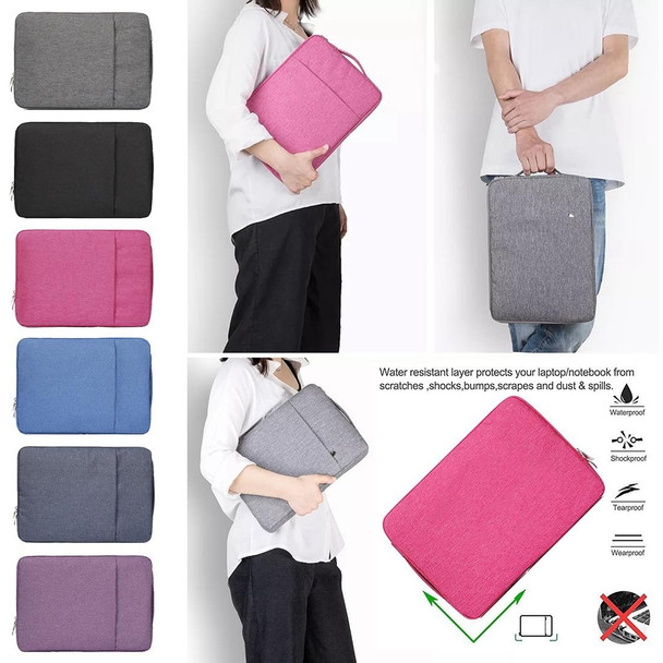 15.4 inch Universal Fashion Soft Laptop Denim Bags Portable Zipper Notebook Laptop Case Pouch for MacBook Air / Pro, Lenovo and other Laptops, Size: 39.2x28.5x2cm (Magenta)