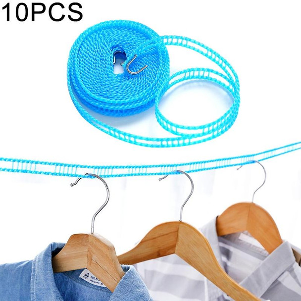 10 PCS Windproof Clotheslines Ropes for Outdoor Indoor Home Travel Camping Laundry Drying Use, Length: 5m