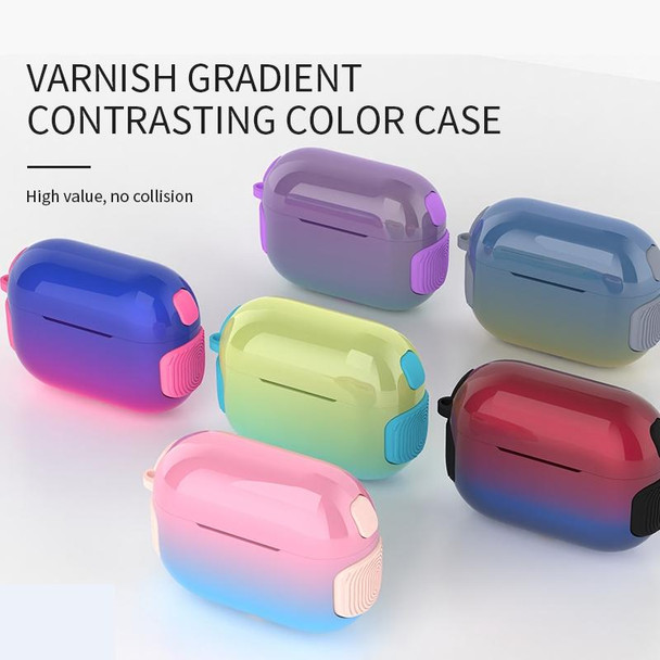 2 in 1 Varnish Colorful PC + TPU Earphone Case - AirPods Pro(Blue+Rose Red Gradient)