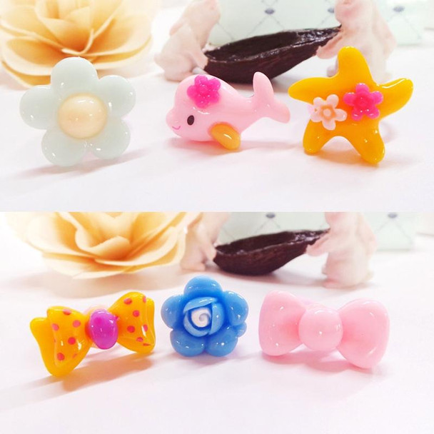 100 PCS Children Cute Cartoon Resin Flower Animal Heart Bow-knot Ring, Smooth Surface