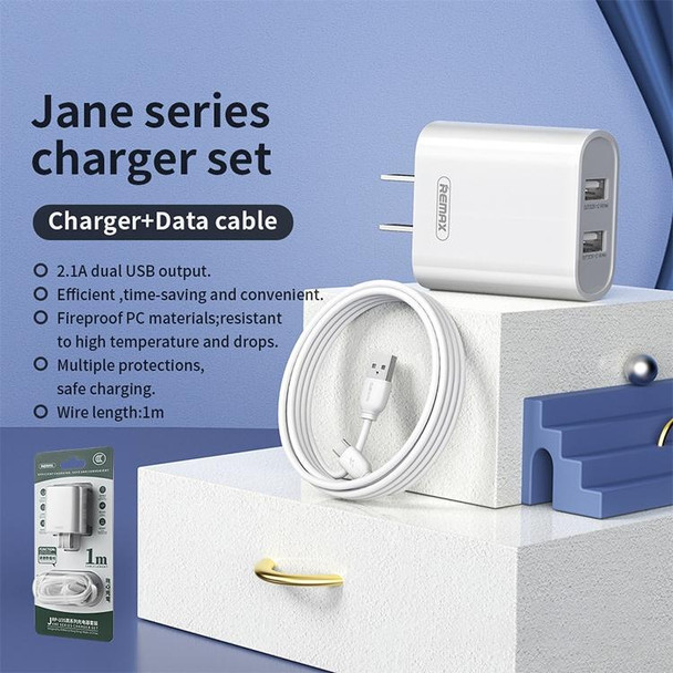 REMAX RP-U35 Jane Series 2.1A Dual USB Port Fast Charger Set, Cable:Micro USB(EU Plug)