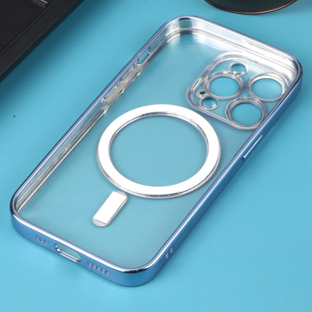 MagSafe Electroplating Straight TPU Phone Case - iPhone 14 Pro(Blue)