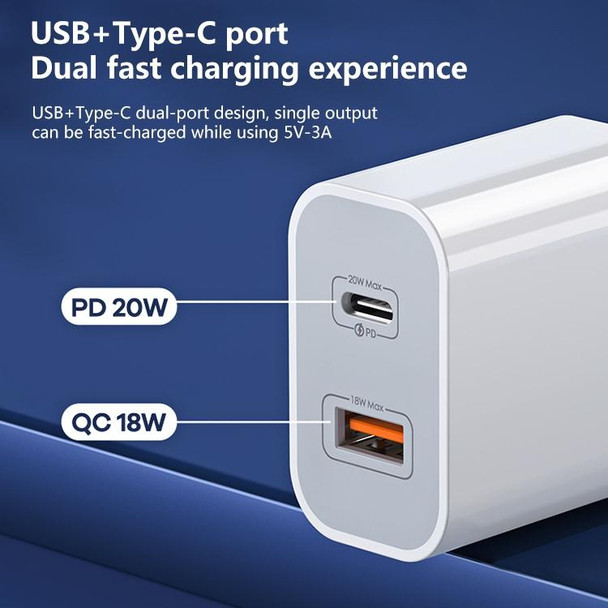 REMAX RP-U68 Speedy Series 20W USB+USB-C/Type-C Interface Fast Charger, Specification:UK Plug(White)
