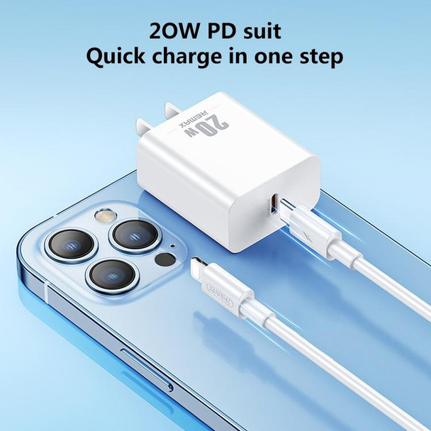 REMAX RP-U5 Extreme 2 Series 20W PD Charger + 1m USB-C / Type-C to 8 Pin Fast Charge Data Cable Set, Specification:US Plug(White)