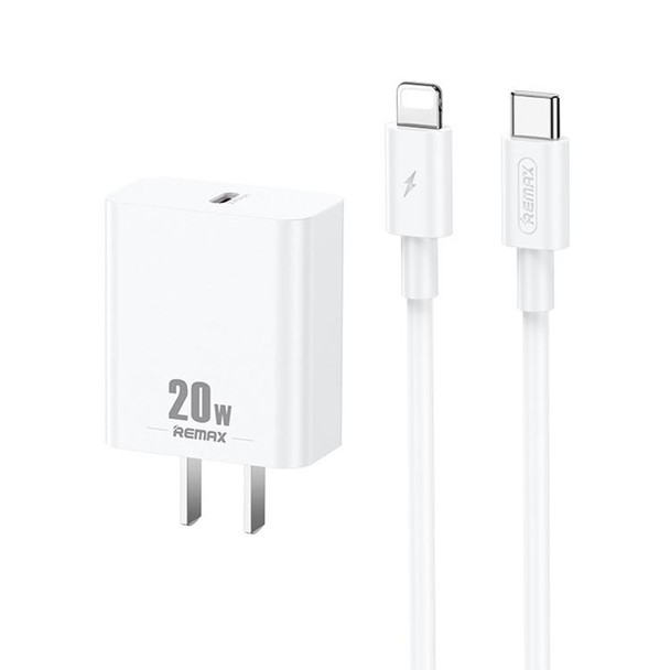 REMAX RP-U5 Extreme 2 Series 20W PD Charger + 1m USB-C / Type-C to 8 Pin Fast Charge Data Cable Set, Specification:CN Plug(White)