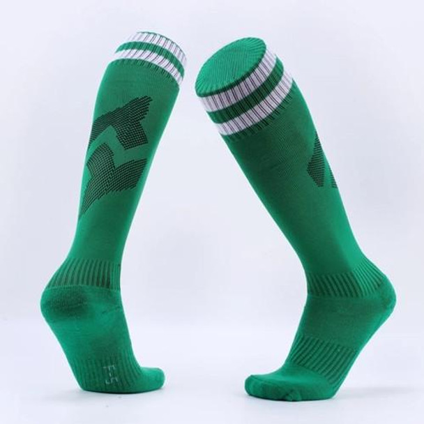 Children Football Socks Boys Soccer Sock Kid Above Knee Plain Socks Long Soccer Stockings Men Over Knee High Sock, Size:Adult Size(Green)