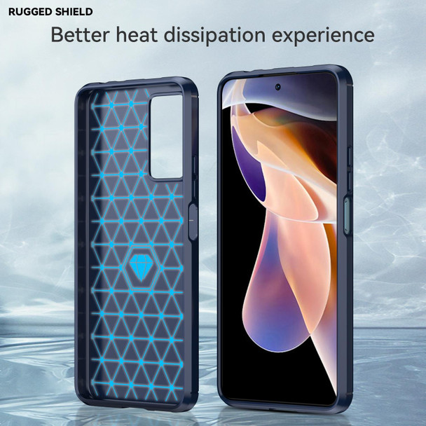 Xiaomi Poco X4 NFC 5G Brushed Texture Carbon Fiber TPU Phone Case(Blue)