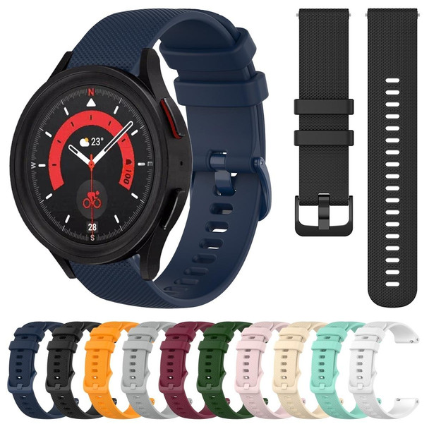 Samsung Galaxy Watch5 40mm 20mm Plaid Solid Color Silicone Watch Band(Midnight Blue)