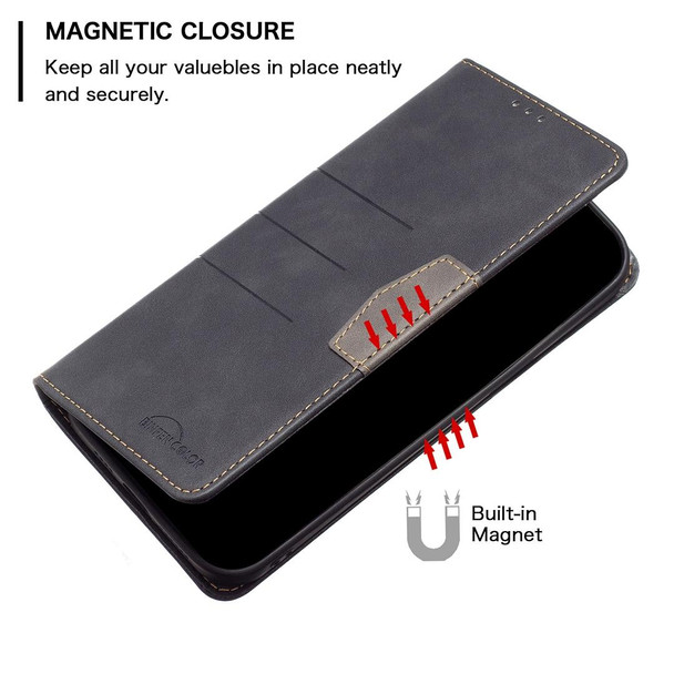 OPPO A57 4G Magnetic Splicing Leather Phone Case(Black)