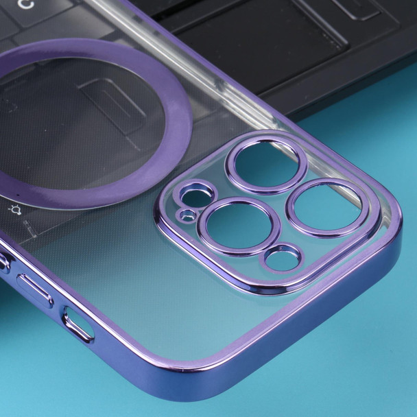 MagSafe Electroplating Straight TPU Phone Case - iPhone 14 Pro(Purple)