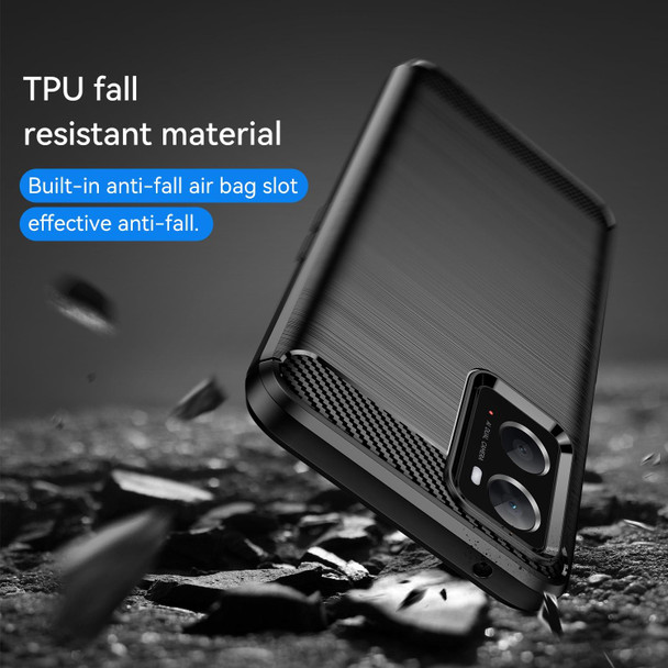 OPPO A96 Brushed Texture Carbon Fiber TPU Phone Case(Black)