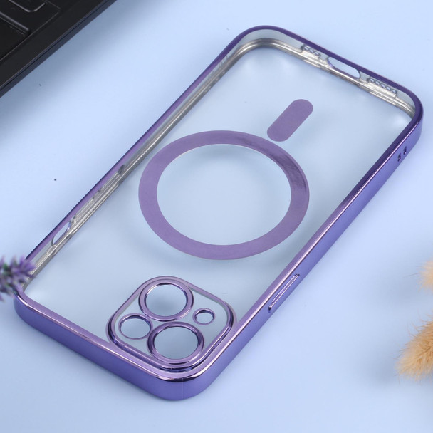 MagSafe Electroplating Straight TPU Phone Case - iPhone 13(Purple)