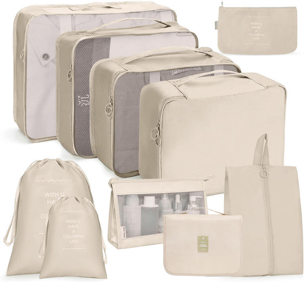 10 In 1 Travel Storage Bag Set Folding Storage Bag( Beige)