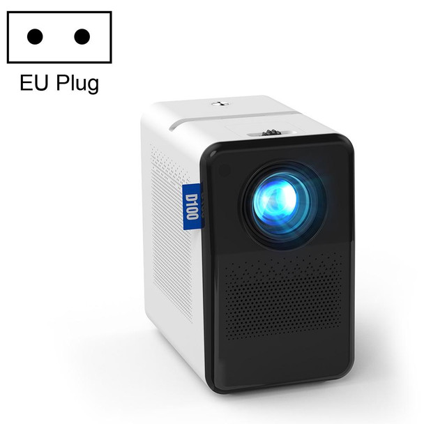 D100 180 ANSI Lumens Mini LED+LCD Smartphone Wireless Screen Mirroring Projector, Plug Type:EU Plug(White)