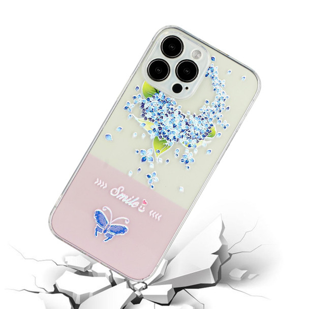 Bronzing Butterfly Flower TPU Phone Case - iPhone 14 Pro(Peach Blossoms)