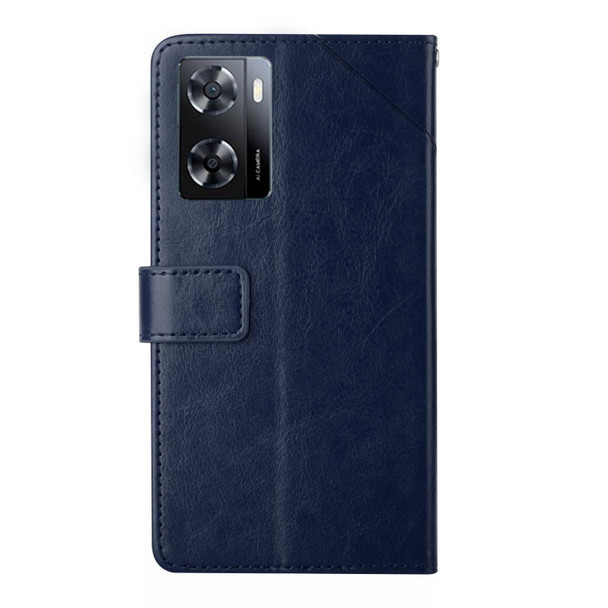 OPPO A57 4G/A77 4G/Realme Narzo 50 5G/Realme V23 HT01 Y-shaped Pattern Flip Leather Phone Case(Blue)