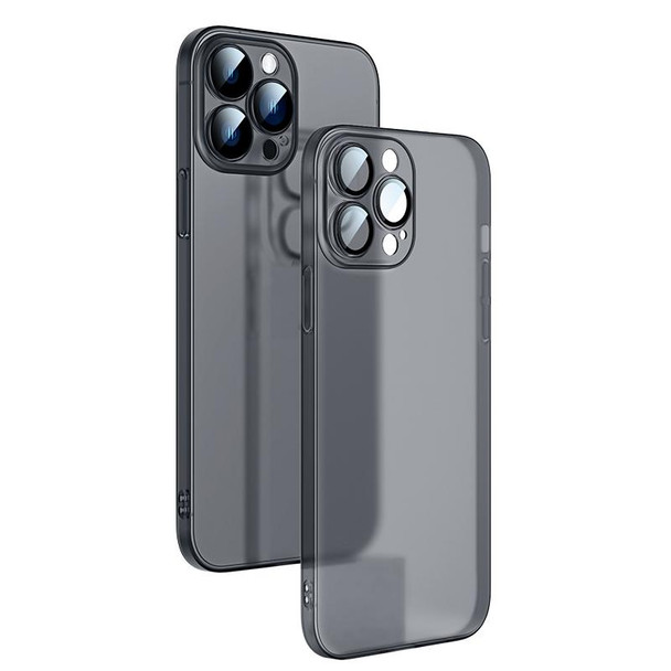 Camera Protector Translucent Frosted PC Phone Case - iPhone 12 Pro Max(Black)