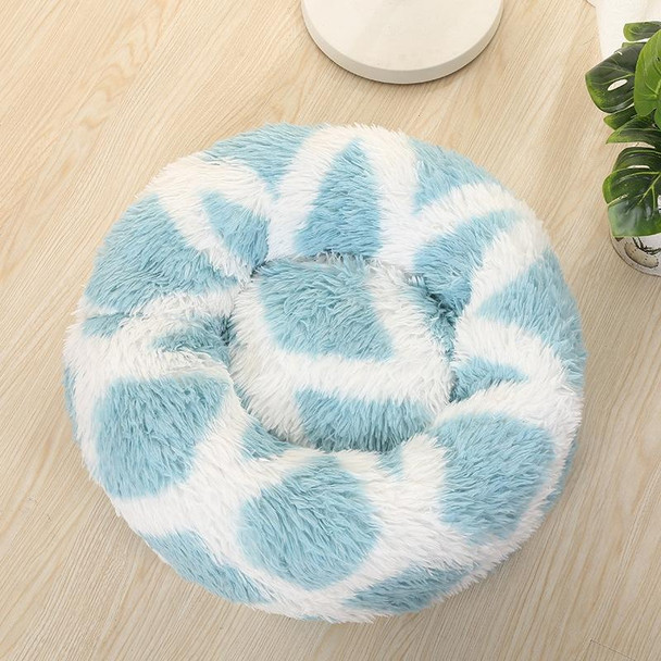 Long-haired Round Pet Kennel Warm Pet Bed, Specification: 40cm(Blue)