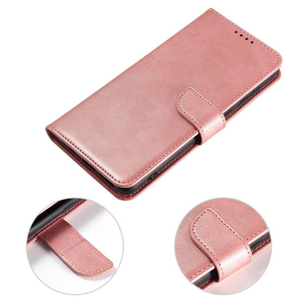 OPPO Reno5 Calf Texture Buckle Flip Leather Phone Case(Rose Gold)