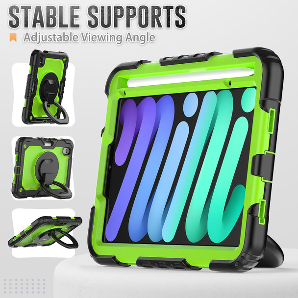 Bracelet Holder Silicone + PC Tablet Case - iPad mini 6(Yellow Green)